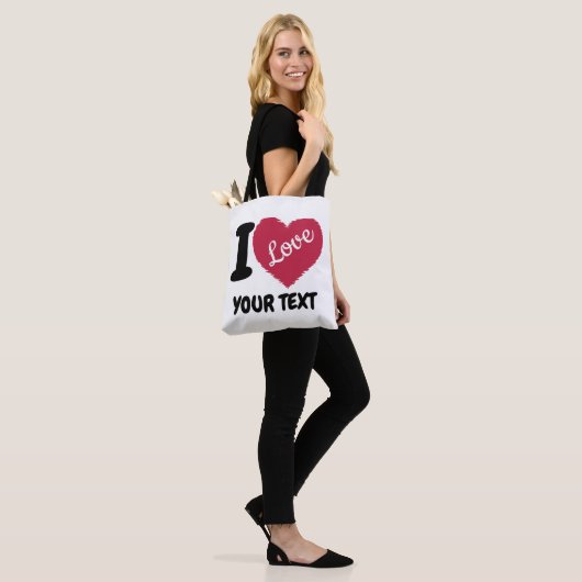 Ik hou van tekst Ik hart Jouw tekst Tote Bag (Op model)