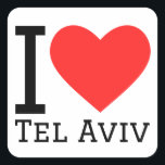 Ik hou van tel aviv vierkante sticker<br><div class="desc">Ik hou van Tel Aviv ,  voor Israëliërs liefhebbers</div>