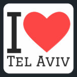 Ik hou van tel aviv vierkante sticker<br><div class="desc">Ik hou van Tel Aviv ,  voor Israëliërs liefhebbers</div>