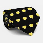 Ik hou van Tennis Ball Heart Pattern Vader Black Stropdas (Opgerold)