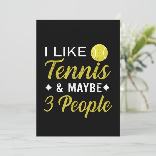 ik hou van tennis en misschien 3 mensen tennis save the date (Staand voorkant)