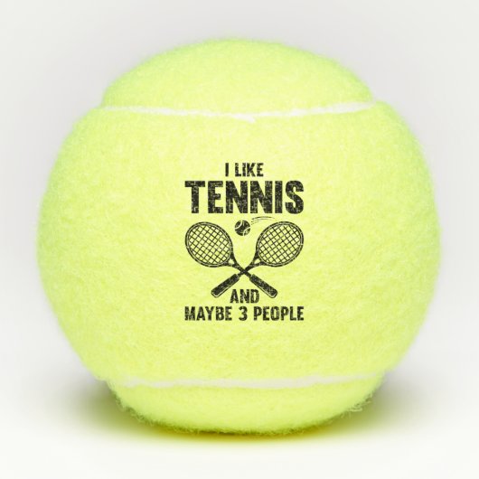 Ik hou van Tennis en misschien 3 mensen Tennisballen (Voorkant)
