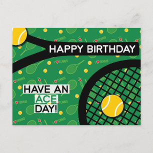 🎾 Ik hou van tennis groen geel Tennis Verjaardag  Briefkaart