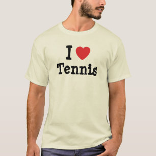 Ik hou van Tennis hart aangepast aan maat T-shirt