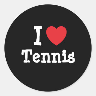 Ik hou van Tennis hart op maat gepersonaliseerd Ronde Sticker