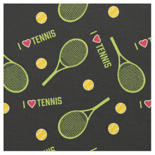 🖤 🎾 ik hou van tennis in zwart formaat stof