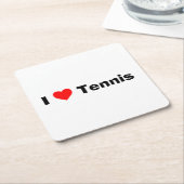 Ik hou van Tennis Kartonnen Onderzetters (Schuin)