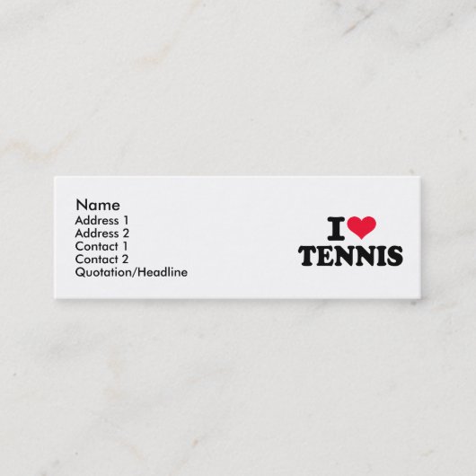 Ik hou van Tennis Mini Visitekaartje (Voorkant)
