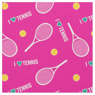 Ik hou van tennis op levendig roze en wit stof