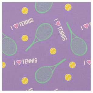 Ik hou van tennis op lila stof