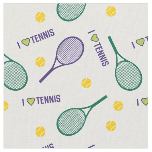 💚 🎾 ik hou van tennis op wit 2 stof (Close Up)