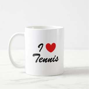 Ik hou van tennis sport typografie koffie Mok