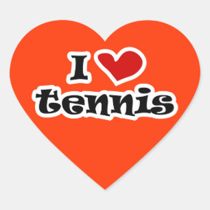 Ik hou van tennis sticker - hartvorm