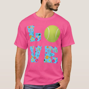 Ik Hou Van Tennis Tennis Liefhebbers Bloem T-shirt