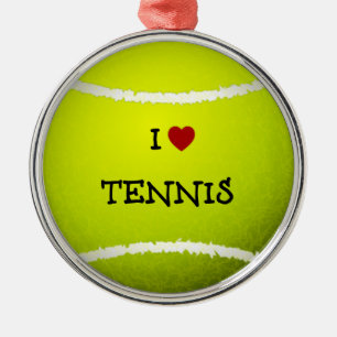 Ik Hou Van Tennis - Tennisbal Metalen Ornament
