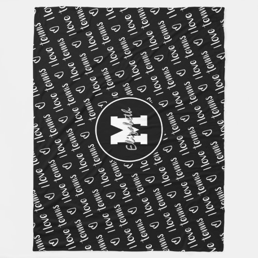 Ik hou van tennissms'jes zwart wit IEDERE kleur Fleece Deken (Voorkant)