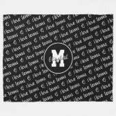 Ik hou van tennissms'jes zwart wit IEDERE kleur Fleece Deken (Voorkant (Horizontaal))