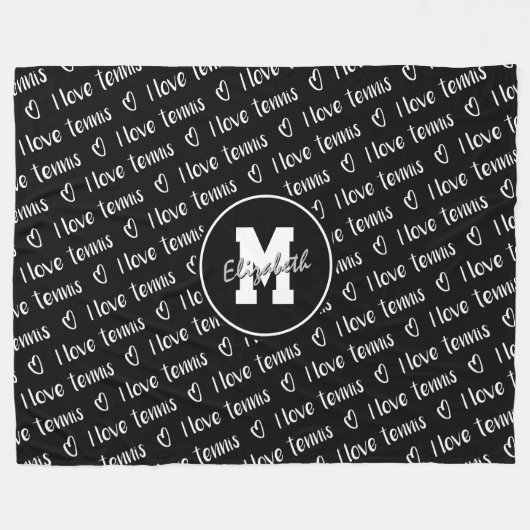Ik hou van tennissms'jes zwart wit IEDERE kleur Fleece Deken (Voorkant (Horizontaal))