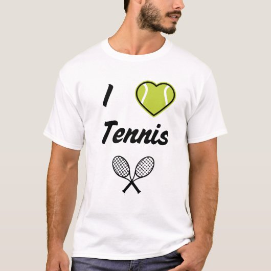 Ik hou van tennisteksten ontwerpen t-shirt (Voorkant)