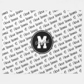 Ik hou van tennistypografie zwart wit ELKE kleur Fleece Deken (Voorkant (Horizontaal))