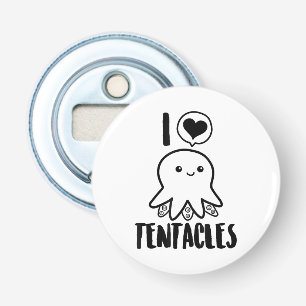 Ik hou van tentakels T-shirt Cute Octopus T-shirt Button Flesopener