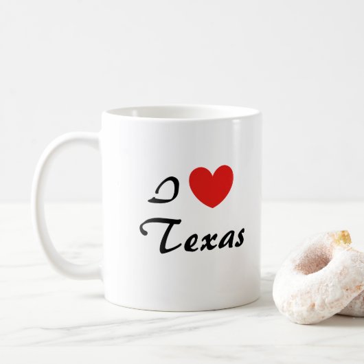Ik hou van Texas Hart Typography Koffiemok (Met donut)