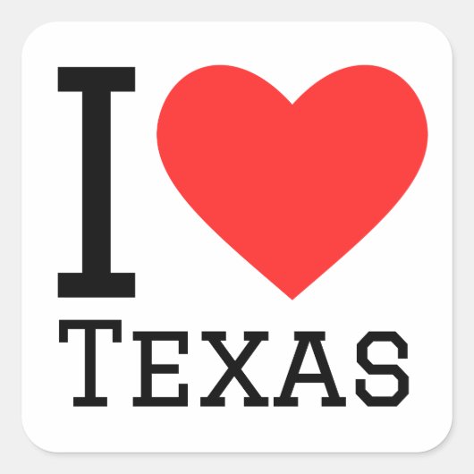 Ik hou van Texas Vierkante Sticker (Voorkant)