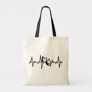 Ik hou van theater - Drama maskers hartslag Tote Bag