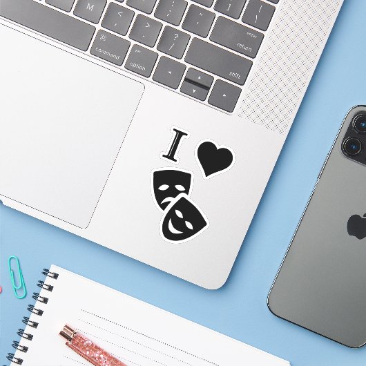 Ik hou van theater sticker (Laptop met iPhone)