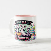 Ik hou van thee en fretten tweekleurige koffiemok (Voorkant links)