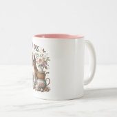 Ik hou van thee en honden tweekleurige koffiemok (Voorkant rechts)