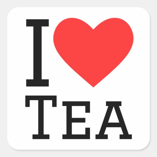 Ik hou van thee vierkante sticker (Voorkant)