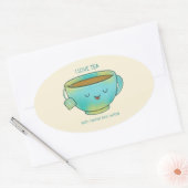 Ik hou van thee, zowel kruidenthee als verbale gra ovale sticker (Envelop)