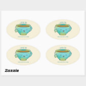 Ik hou van thee, zowel kruidenthee als verbale gra ovale sticker (Vel)