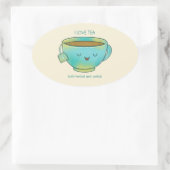 Ik hou van thee, zowel kruidenthee als verbale gra ovale sticker (Tas)