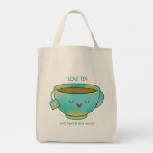 Ik hou van thee, zowel kruidenthee als verbale gra tote bag (Achterkant)
