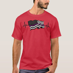 Ik hou van Thin Paarse line Security Officer Am T-shirt
