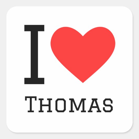 Ik hou van thomas vierkante sticker (Voorkant)