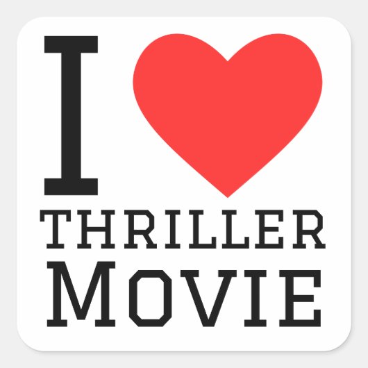 Ik hou van thrillerfilms vierkante sticker (Voorkant)
