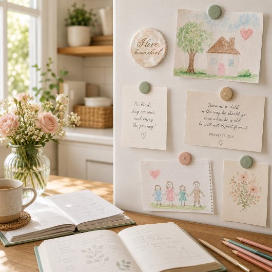 Ik hou van thuisonderwijs bloemmotief magneet