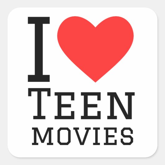 Ik hou van tienerfilms vierkante sticker (Voorkant)