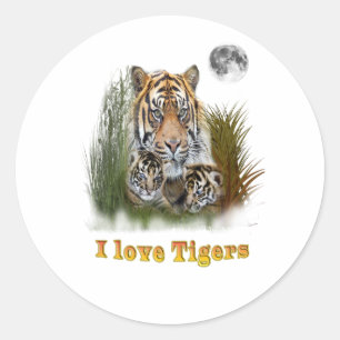 Ik hou van Tigers Ronde Sticker