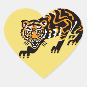 Ik hou van tijgers - Wildlife - Natuur - Geel Hart Sticker