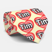 Ik hou van Tim. Ik hou van je Tim. Hart Stropdas (Opgerold)