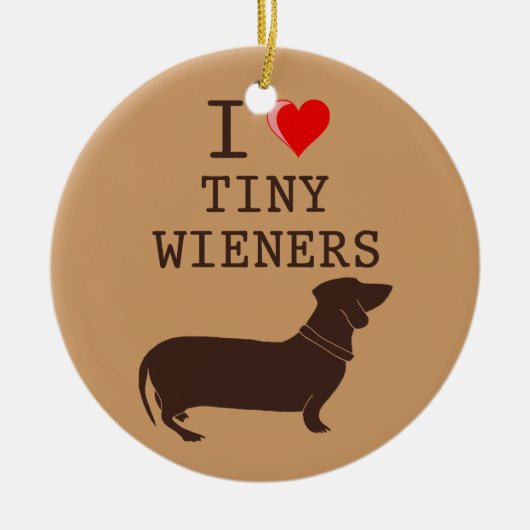 Ik hou van Tiny Wieners Daschund Ornament (Voorkant)