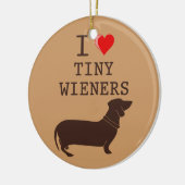 Ik hou van Tiny Wieners Daschund Ornament (Links)