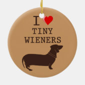 Ik hou van Tiny Wieners Daschund Ornament (Achterkant)