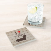 Ik hou van Tiny Wieners Funny Dachshund Meme Glazen Onderzetter (Schuin)