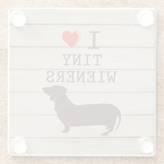 Ik hou van Tiny Wieners Funny Dachshund Meme Glazen Onderzetter (Achterkant)