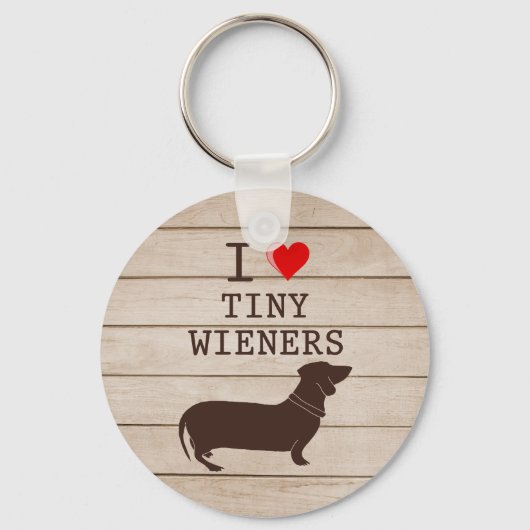 Ik hou van Tiny Wieners Funny Dachshund Meme Sleutelhanger (Voorkant)